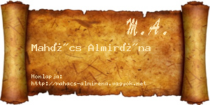 Mahács Almiréna névjegykártya